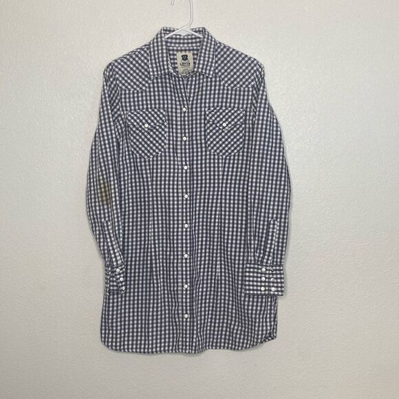 LEVI’S Women’s Western Pearl Snaps Checkered Shirt Dress Size S - Picture 1 of 12